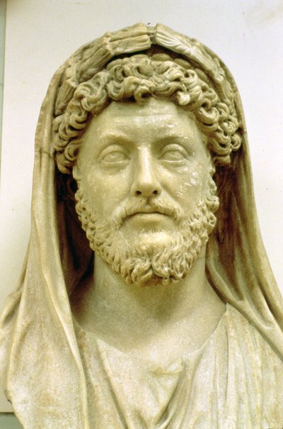 Portrait bust of Marcus Aurelius (AD 121-80) by Roman
